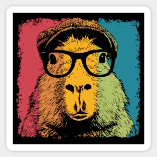 Dapper Capybara in Glasses – Quirky Animal Hipster Style Sticker